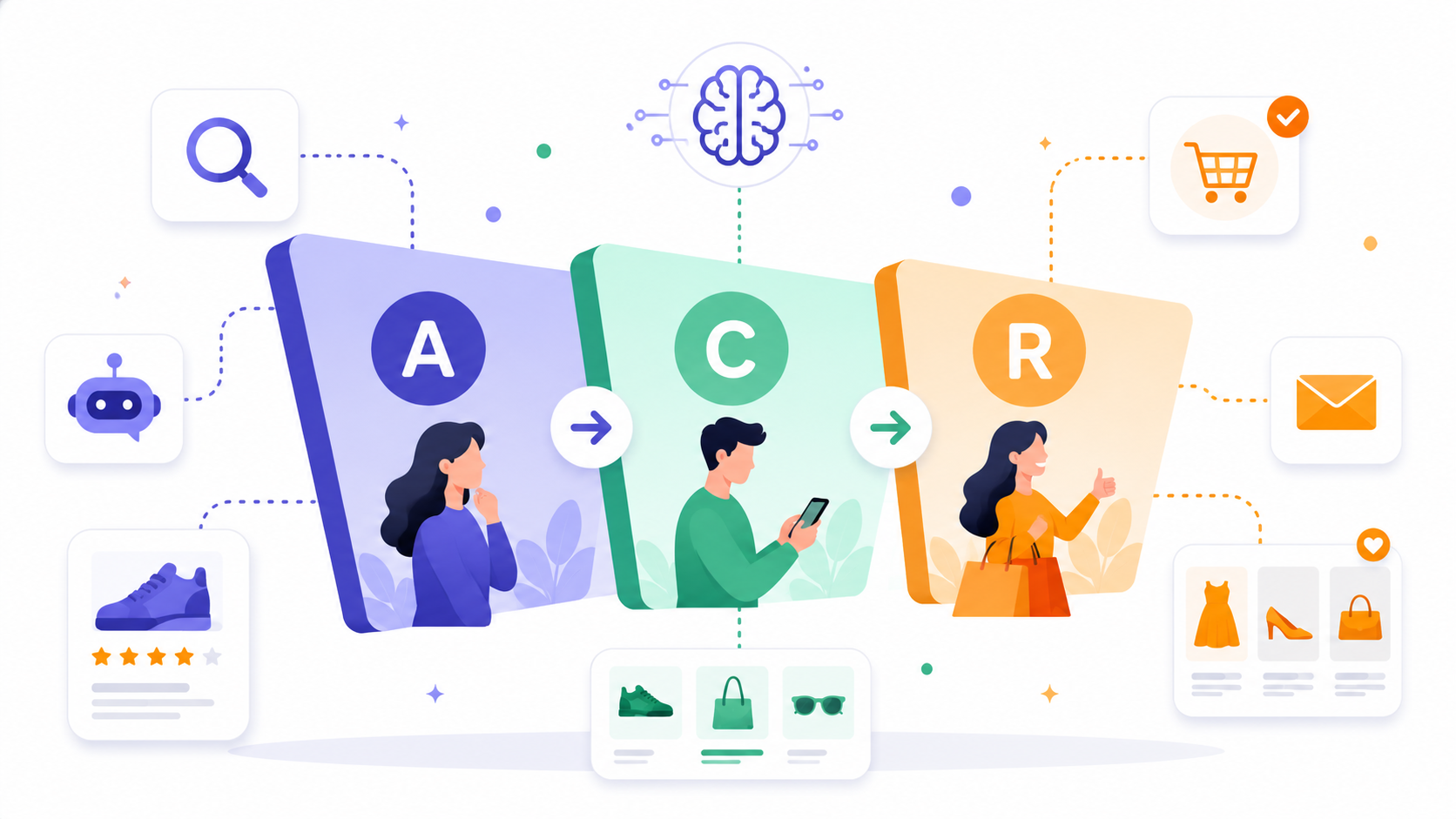 How to grow eCommerce store sales with an AI tools framework showing the ACR model