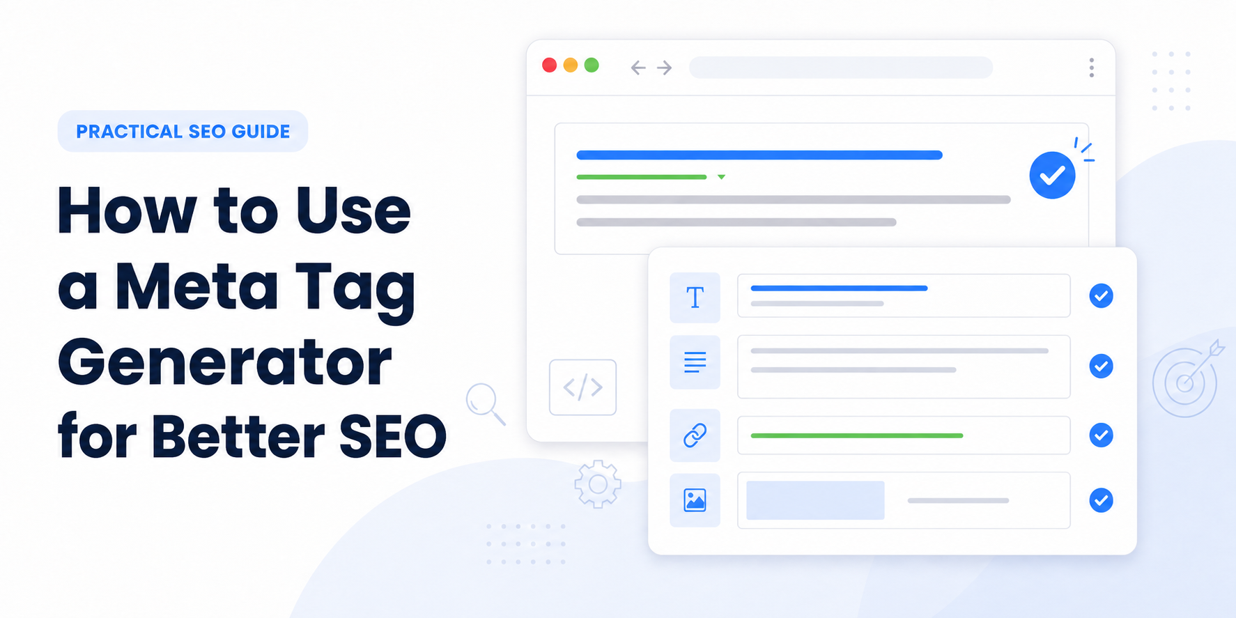 Meta tag generator showing fields for a page title and description