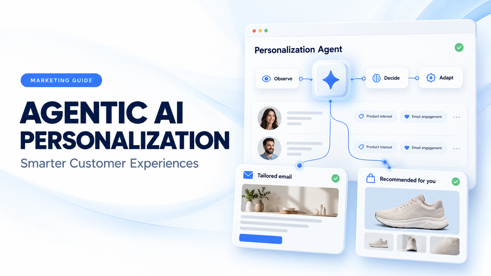 Agentic AI personalization dashboard showing real-time customer journey decisions and individualized marketing experiences